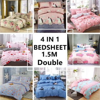 [COD]4in1 Bed Sheet Double Size 1.5M High Quality and Soft Bedding Set Part 2