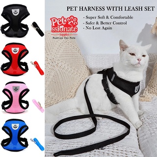 Fashion Cute Dog Harness Puppy Cute Mesh Vest With Leash Lead Set Dog Traction