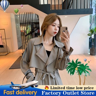 Long Women Hepburn Fashionable Trench Coat Korean Jacket Autumn Winter