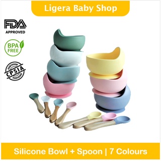 Ligera Premium Silicone Suction Bowl + Spoon Set Mpasi Baby Bowl - Random New