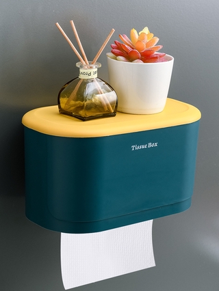 Creative Bathroom Tissue Box Waterproof Toilet Paper Storage Box Punch-Free Roll Paper Holder