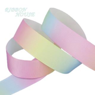 (10 M/roll) 25/38mm/50mm Gradual rainbow Stripes grosgrain ribbon printed gift wrap ribbon decoration