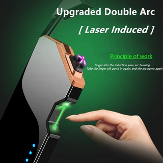 Laser Unusual Plasma Lighter Electric USB Windproof Flameless Cigarette Lighters Gadgets