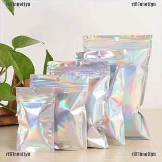 【COD•NNET】10Pcs Iridescent Zip lock Pouches Cosmetic Plastic Laser Holographic