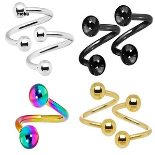 Richu_2 Pcs Stainless Steel Spiral Twister Lip Nose Ring Body Puncture Piercing Jewelry