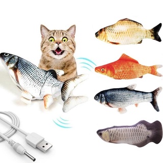 1PC Cat Wagging Catnip Toy 30CM Dancing Moving Floppy Fish Cats Toy USB Charging Simulation Cat Toy
