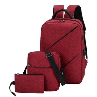 handbag☑△✳182 3 in 1 Two slide Zipper Mens Casual Backpack For Men Women Oxford Crossbody Messenger