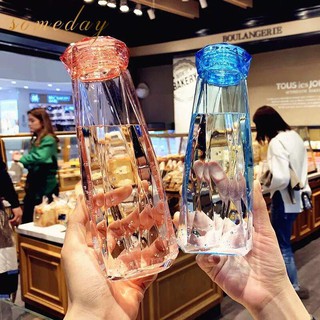 TTC#Glass Bottle Tumbler 500ml Creative diamond thick water cup Students cup (3)