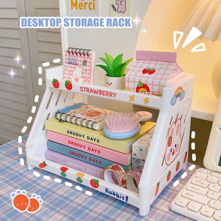 <FREE STICKER> Desk shelf Double layer desktop organizer rack Booklet Cosmetic multi-purpose