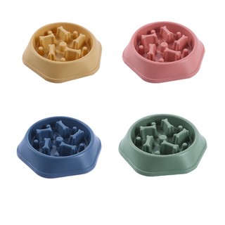 Dog Slow Feeder Bowl Hexagon Shape Anti-Gulping Pet Food Bowls