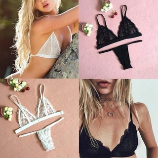 Women&#39;s Sexy Lingerie Underwear G-string Lace Bra Set (1)