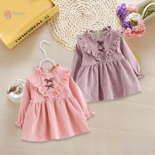 Baby girls long-sleeved solid color fungus dress