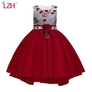 LZH Kids Party Dress For Girls Embroidered Dress Fower Girls Wedding Party Princess Dresse Children