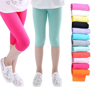 Girls Knee Length Kid Five Pants Candy Color Children Cropped Clothing Spring-Summer All-matches Bottoms Leggings