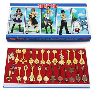 25pcs/set Fairy Tail Lucy Cosplay Key Keychain Scale Heartfilia Gold Key