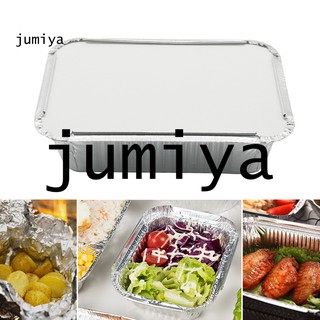 JY 50Pcs Disposable Rectangle Aluminum Foil Food Tray Baking Pan Container with Lid