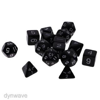 15pcs/lot 1/10 Acrylic 4-20 Sided Dice RPG Game Dice Black D4-D20 with Bag