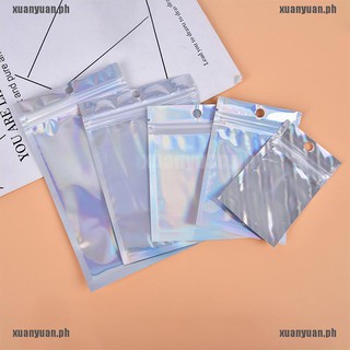 【XUANYUAN】10Pcs Iridescent Zip lock Pouches Cosmetic Plastic Laser Holographic Zipper Bags (4)