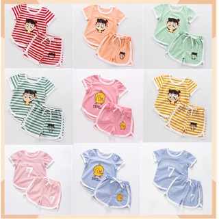 ❤6m-8y❤Children Korean Short Sleeve Set Cotton Shorts Baby T Shirt Shorts 2 Piece Girls Summer Dress