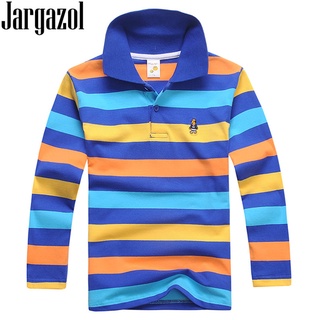Jargazol Boys Polo Shirts Long Sleeve Autumn Baby Boy Tops Cotton Teenagers Sports Polo Shirts Fashi