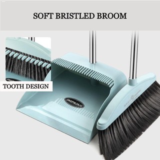 Brooms▤❏Sturdy Long Handle Broom and Bristled Dustpan With Foldable Wiper For Easy Cleaning-KC26