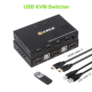 HD KVM Switcher 4K 2 in 1 out USB KVM Switcher Keyboard Mouse USB Shared Display Synchronization