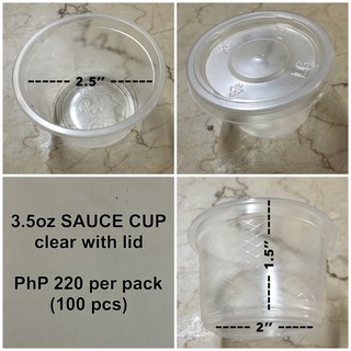 100pcs: 3.5 oz Sauce or Salad or Microwavable Cup with Lid CLEAR