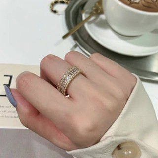 Retro full diamond zircon open ring female Korean ring
