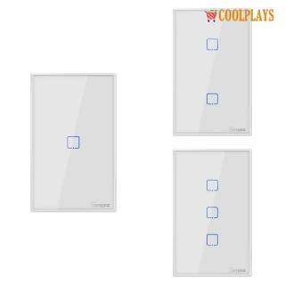 Coolplays Sonoff 1/2/3 Gang WiFi Touch Switch, Wall LED Light Switch Panel - US Plug