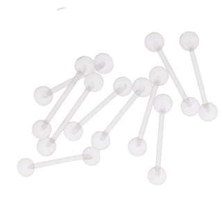 Ready stock 10Pieces Clear Acrylic Body Piercing Jewelry Tongue Lip Retainer Bar Barbell