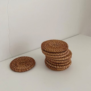 Rattan coaster Japanese-style ins same paragraph pure handmade Korean style daily chic style photo prop mat