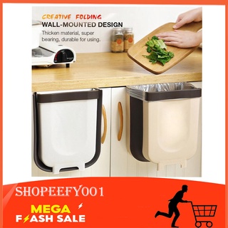 (5L) Folding Waste Bin Kitchen Cabinet Door Wall-mounted Car Basket Trash Can