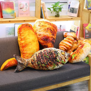 1 Pcs Simulation Food Pillow Soft and Interesting Grilled Fish Chicken Legs Plush Cushion Toy Sof