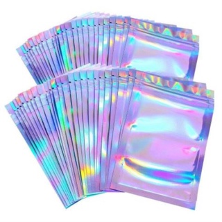 50 100Pcs Ziplock Bag In Bulk Holographic Laser Storage Bag Wholesale Idea Gift Packaging Cosmetics