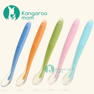 babies﹍Kangaroo mom Silicone soft spoon for infants, BPA FREE feeding spoon, baby safety training sp