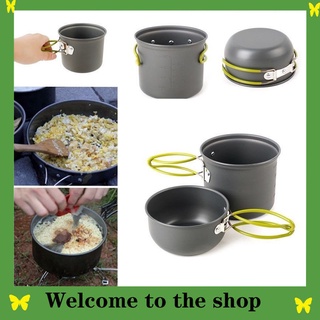 【Spot】Outdoor Cooking Set Camping Hiking Cookware Picnic Bowl Pot