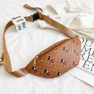 Korean Mickey Mouse Belt Bag & Side Bag - Brown