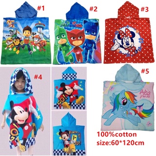 Cod! Cartoon design hood towel 100% cotton 60*120cm/50*100cm towel for kids