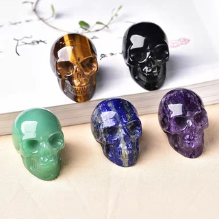 1PCS Natural Crystal Skull Pink Crystal Carved Semi-precious Stones Creative Ornaments Crafts Home Decoration Ghost Head (7)