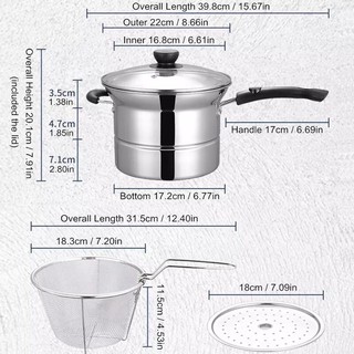 KoreaMultifunction Pasta Pot Stainless Steel soup Pan steamer Fryer Pasta home Induction cooker (6)