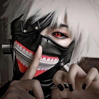 Anime Cosplay props Tokyo Ghoul 2 Kaneki Ken Cosplay Costume Wig Mask Adjustable Zipper Rubber Masks