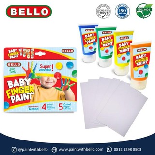 Fuji | Bello Baby Finger Paint - Fill 4 Tubes Washable Paint & 5 Paper A3
