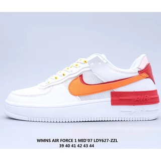 Nike Women's Air Force 1 Mid '07 'White/Orange/Red' Men's and women's sports shoes