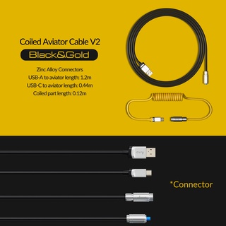 Akko Retractable Coiled Avaitor Cable, USB Type-C Extension Cord, Coiling Spring Sprial Cable for Mechanical Keyboard (4)