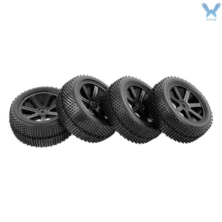 Rs 4pcs Front and Rear Tire with Wheel Rim for 1/10 HSP HPI Tamiya Carson Redcat ZD Racing Buggy Off-Road Car