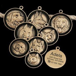 Personalized 3D Dog Breeds Solid Brass Pet ID Tags Custom Identification Tag