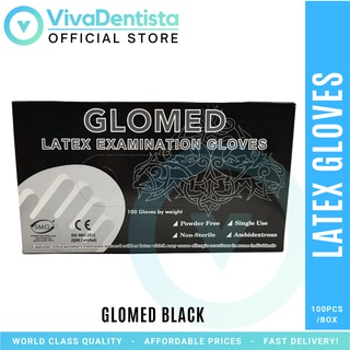 ❉◈Glomed Black Latex Gloves (100pcs) Powder Free Disposable | VivaDentista Dental (1)