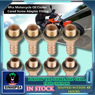 4Pcs Motorcycle Oil Cooler Oil Cooled System M8 Hollow Screw Adapter Fitting