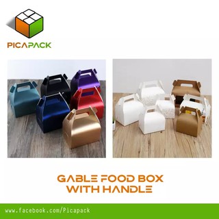 10pcs Gable Box with handle / Food Box / Gift box (White, Kraft Brown, Red and Black)