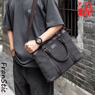 ☄✼FranStic Men's Bag Shoulder Messenger Korean Version Casual Canvas Business Men Portable Briefcase